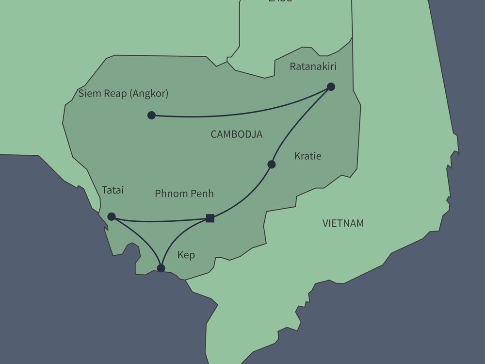 Routekaart van Bijzonder Cambodja