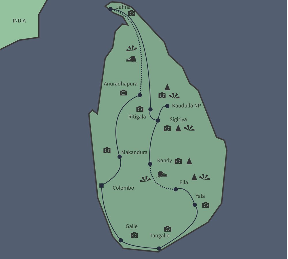 Routekaart van Sri Lanka compleet