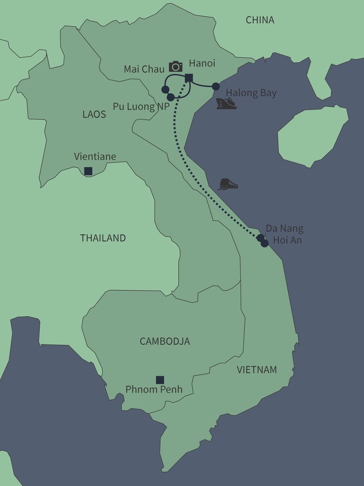 Routekaart van Familiereis Vietnam