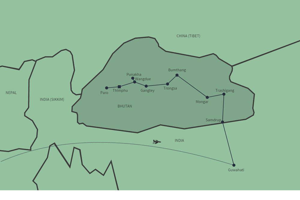 Routekaart van Bergen en boeddhisme