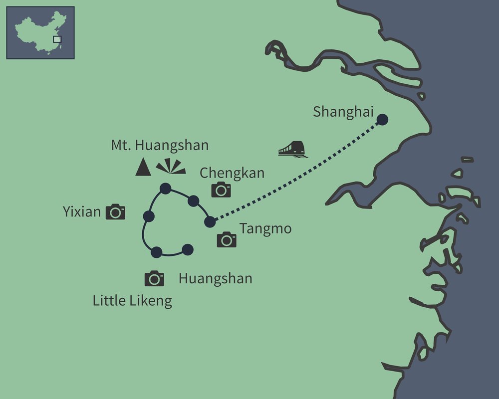 Routekaart van Witte dorpen van Oost-China