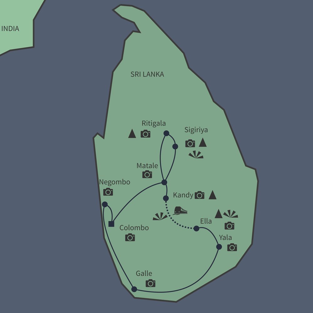 Routekaart van Het mooiste van Sri Lanka