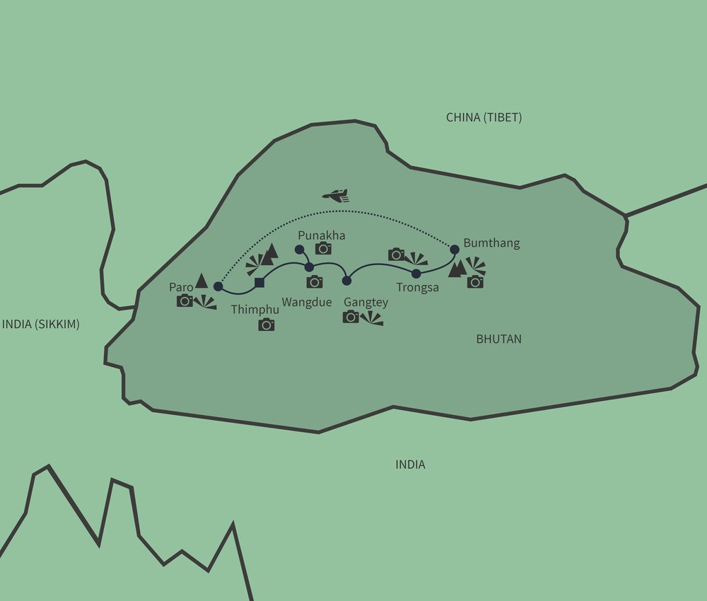 Routekaart van Het geluk van Bhutan