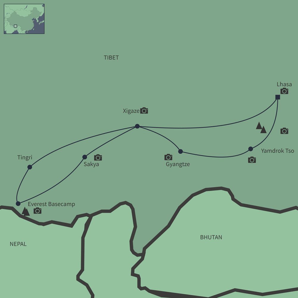 Routekaart van Het mooiste van Tibet