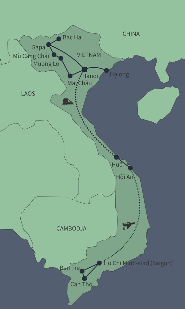 Routekaart van Biking & Hiking Vietnam