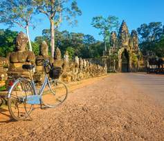 Het Angkor gebied is uitstekend per fiets te verkennen.