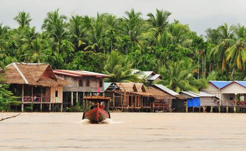 Het gebied van de 4000 eilanden in Zuid-Laos