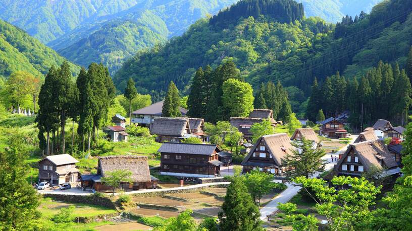Het dorpje Shirakawago in de Japanse Alpen