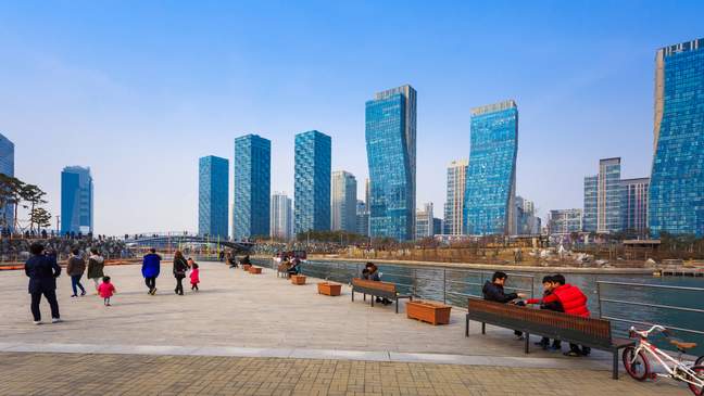 Het Songdo Central Park bij Incheon