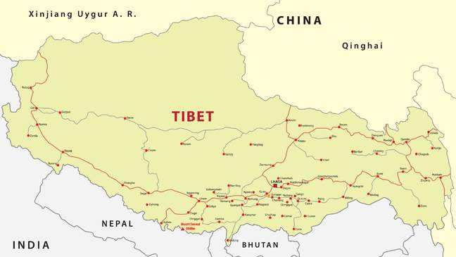 Kaart van Tibet
