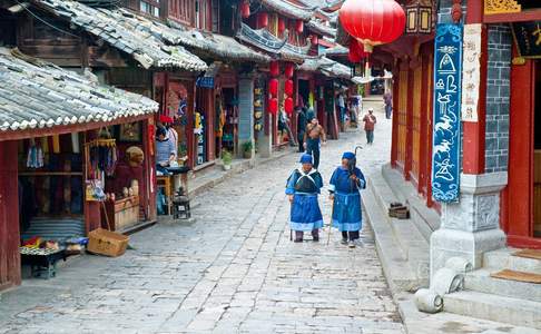 Lijiang, in de oude binnenstad Dayan