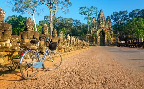 Het Angkor gebied is uitstekend per fiets te verkennen.