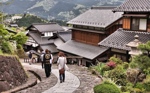 Het wandelpad tussen Tsumago en Megome