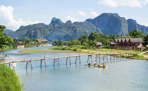 De omgeving van Vang Vieng is prachtig