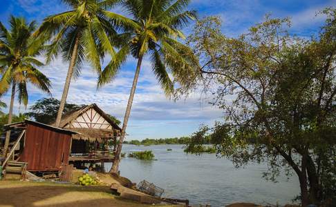 Het gebied van de 4000 eilanden in Zuid-Laos